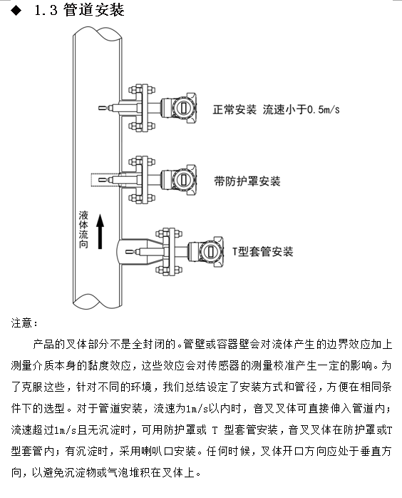 在线密度浓度计管道安装要求